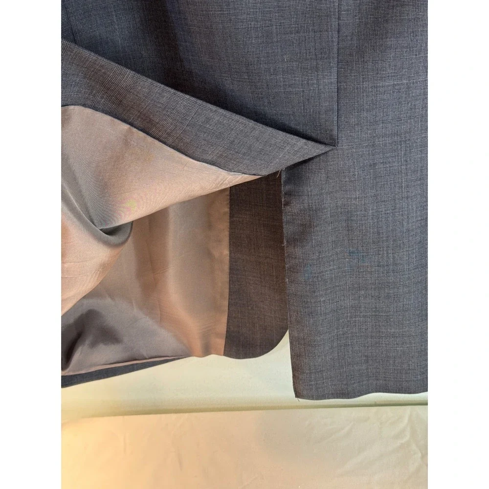 Lauren Ralph‎ Lauren Wool Blazer 50R Gray Plaid Sport Coat Made in Canada